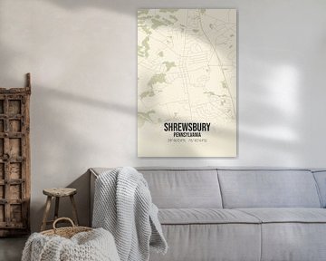 Vintage landkaart van Shrewsbury (Pennsylvania), USA. van Rezona