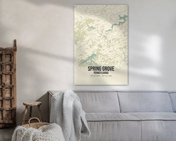 Vintage landkaart van Spring Grove (Pennsylvania), USA. van Rezona