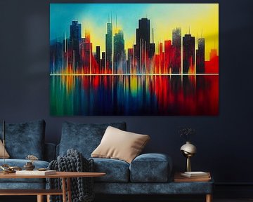 Skyline einer Stadt Gemälde Kunst Illustration 03 von Animaflora PicsStock