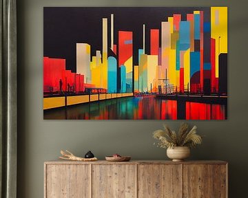 Skyline einer Stadt Gemälde Kunst Illustration 04 von Animaflora PicsStock