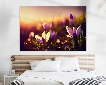 Crocuses in Spring with Snow Illustration 02 by Animaflora PicsStock