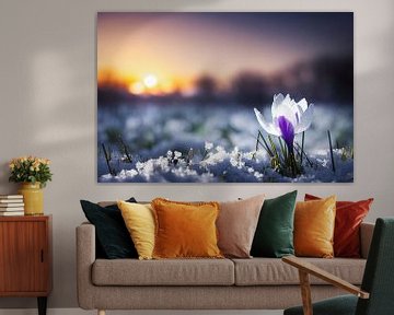 Crocuses in spring with snow Illustration 05 by Animaflora PicsStock