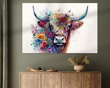 Scottish Highlander Watercolour by Preet Lambon