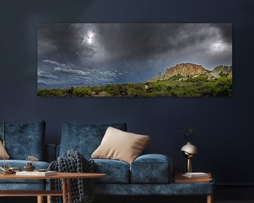 Landscape with looming clouds and eroded mountains. New Zealand by Albert Brunsting