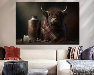 Cute Scottish Highlander | Nature morte sur Digitale Schilderijen
