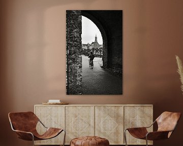 Onze Lieve Vrouwetoren vanaf de Koppelpoort 3 van Amersfoort Fotoprint