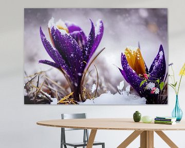 Crocus dans la neige, Art Illustration 04 sur Animaflora PicsStock