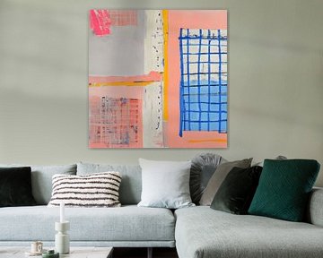 Contemporary abstract in pastel en warme kleuren van Studio Allee