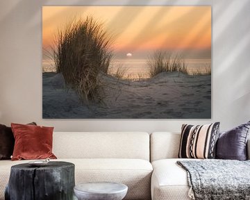 Sunset with dune grass in Zeeland by Michel Seelen