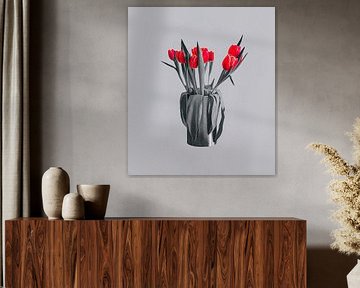 Tulips white grey background by BAM
