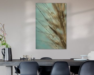 Abstract piece of nature in turquoise, taupe and beige by Marjolijn van den Berg