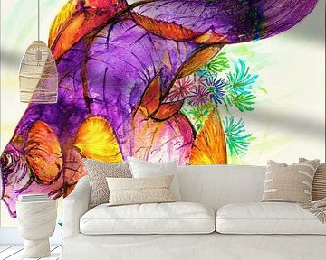 Japanse kunst/ Vissen handschilderde aquarel.