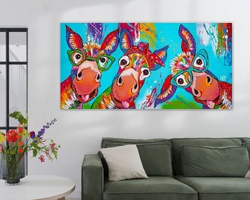 Des ânes fous avec des lunettes sur Happy Paintings