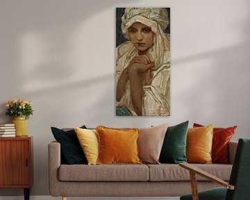 Portrait of a Girl by Alphonse Mucha by Peter Balan