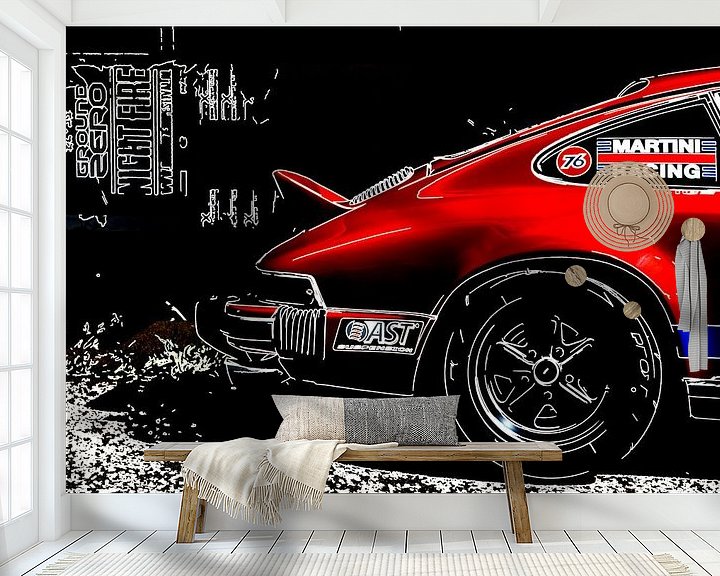 Sfeerimpressie behang: Klassieke Porsche in outlines van 2BHAPPY4EVER.com photography & digital art