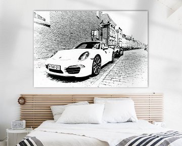 Oude en nieuwe Porsche in Heusden als artwork