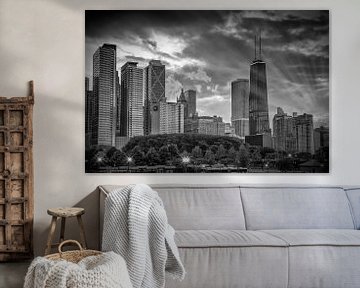 CHICAGO Skyline zwart-wit van Melanie Viola