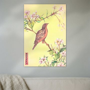 Japanische Kunst/ Vogel mit Kirschblüte ( 1)
