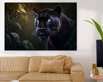 Black tiger in the jungle by Vlindertuin Art