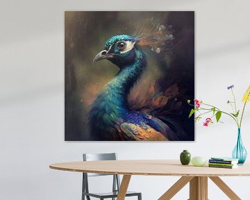 Peacock Head Portrait by Preet Lambon
