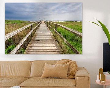 Boardwalk to a viewpoint near the village of Nebel on the island of A