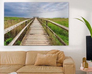 Boardwalk to a viewpoint near the village of Nebel on the island of A by Rico Ködder