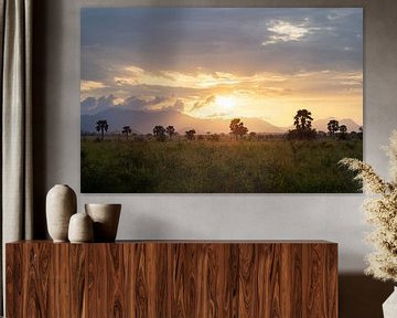 Sonnenuntergang in Kidepo, Uganda von Teun Janssen