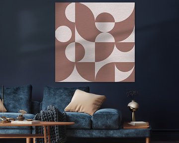 Bauhaus en retro 70s geïnspireerde geometrie in pastels. Warm bruin en wit van Dina Dankers