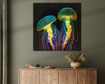 Two neon jellyfish by Digital Art Nederland