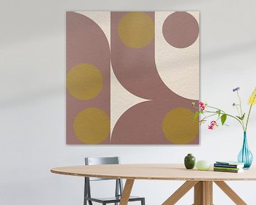 Bauhaus and retro 70s inspired geometry in brown, yellow, white by Dina Dankers
