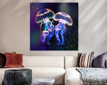 Twee neon kwallen van Digital Art Nederland