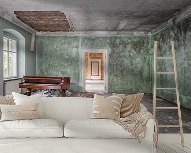 Voorbeeld van het werk in een kamer
