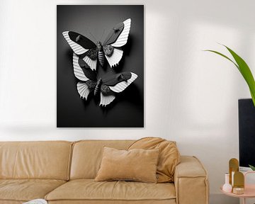 3d papillons noir blanc sur haroulita