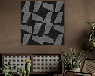 Textile linen neutral geometric minimalist art III by Dina Dankers