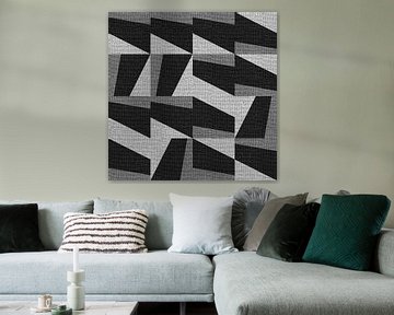 Textiel linnen neutrale geometrische minimalistische kunst IV van Dina Dankers