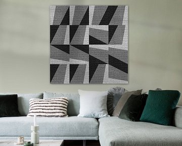 Textiel linnen neutrale geometrische minimalistische kunst V van Dina Dankers