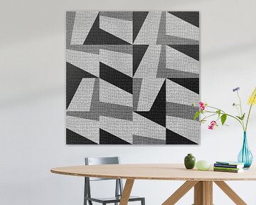 Textiel linnen neutrale geometrische minimalistische kunst VIII van Dina Dankers