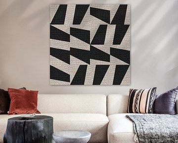 Textile lin neutre géométrique art minimaliste dans des couleurs terreuses I sur Dina Dankers
