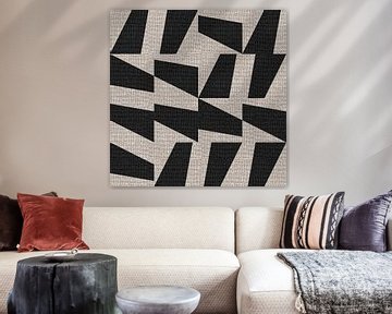 Textiel linnen neutrale geometrische minimalistische kunst in aardse kleuren I