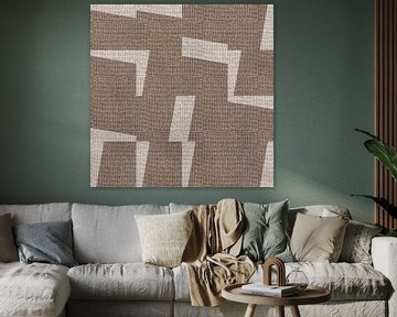 Textile linen neutral geometric minimalist art in earthy colors II by Dina Dankers