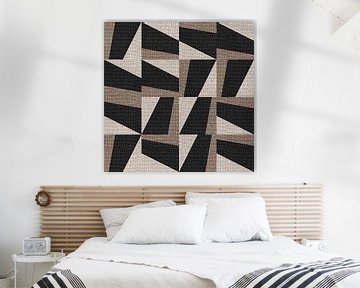 Textiel linnen neutrale geometrische minimalistische kunst in aardse kleuren IV van Dina Dankers
