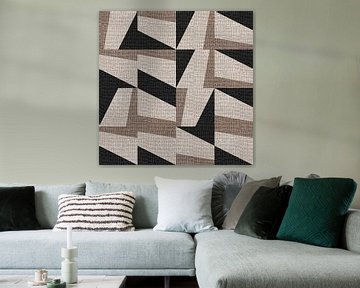 Textil-Leinen neutrale geometrische minimalistische Kunst in erdigen Farben VIII von Dina Dankers