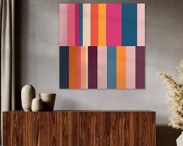 Art géométrique moderne abstrait et minimaliste dans des couleurs pastel vives I sur Dina Dankers