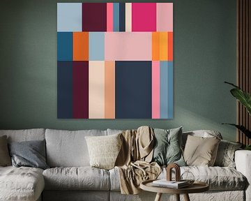 Modern abstract minimalist geometric art in bright pastel colors II by Dina Dankers