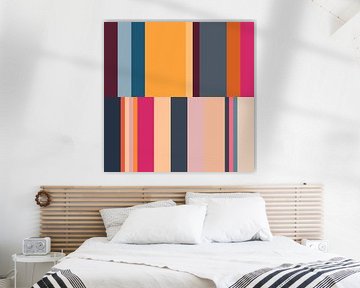 Moderne abstracte minimalistische geometrische kunst in heldere pastelkleuren III van Dina Dankers