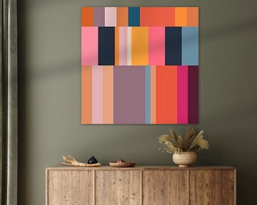 Moderne abstracte minimalistische geometrische kunst in heldere pastelkleuren IV van Dina Dankers