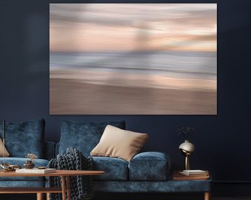 Long exposure abstract beige and blue pastel art print - neutral colours nature photography by Christa Stroo photography