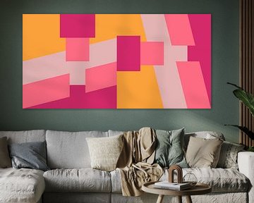 Paysage géométrique moderne abstrait et minimaliste dans un style rétro VI sur Dina Dankers