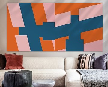 Paysage géométrique moderne abstrait et minimaliste dans un style rétro VIII sur Dina Dankers