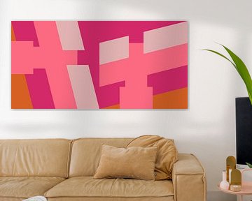 Paysage géométrique moderne abstrait et minimaliste dans un style rétro IX sur Dina Dankers